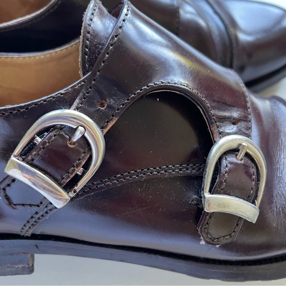 Burgundy Monkstraps Shoes 100% leather, size 9 - Picture 2 of 5